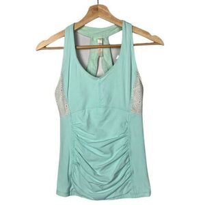 Lucy Activewear Light Blue Ruched Middle Racerback Athletic Tank Top S
